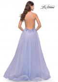 Picture of: Tulle A-Line Gown with Sheer Bodice and Beaded Lace Detail in Light Periwinkle, Style: 31369, Detail Picture 2