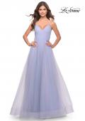 Picture of: Long Tulle A-line Gown with Side Slit and Pockets in Light Periwinkle, Style: 31501, Detail Picture 2