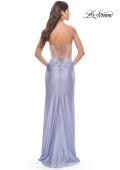 Picture of: Jersey Dress with Knot Detail and Sheer Rhinestone Bodice in Light Periwinkle, Style: 31556, Detail Picture 2
