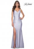 Picture of: Chic Jersey Dress with Draped Neck and Open Back in Light Periwinkle, Style: 31878, Detail Picture 2