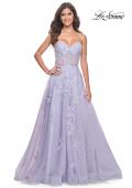 Picture of: Sweetheart Strapless Tulle A-Line Prom Dress with Lace Details in Light Periwinkle, Style: 32145, Detail Picture 2