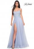 Picture of: Tulle A-line Dress with Beaded Lace Waist and Square Neckline in Light Periwinkle, Style: 32293, Detail Picture 2