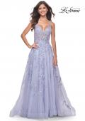 Picture of: Gorgeous Pastel Sequin Beaded Floral A-Line Tulle Dress in Light Periwinkle, Style: 32349, Detail Picture 2