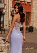 Picture of: Sparkling Long Prom Dress with Rhinestones and Ruching in Light Periwinkle, Style 32578, Detail Picture 2