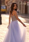Picture of: Rhinestone Embellished Corset with Lace Up Back and Tulle Skirt in Light Periwinkle, Style 32703, Detail Picture 2