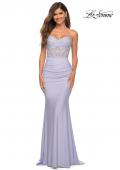 Picture of: Sweetheart Strapless Dress with Illusion Lace Bodice in Light Periwinkle, Detail Picture 3