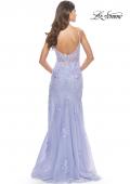 Picture of: Lace Long Dress with High Side Slit and V Neckline in Light Periwinkle, Style: 31125, Detail Picture 3