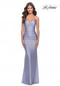 Picture of: Rhinestone Ruched Jersey Prom Dress with Lace Up Back in Bright Colors in Light Periwinkle, Style: 31237, Detail Picture 3