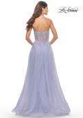 Picture of: Rhinestone Tulle Gown with Sheer Lace Bodice in Light Periwinkle, Style: 31367, Detail Picture 3