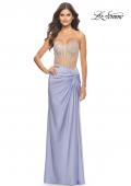 Picture of: Jersey Dress with Knot Detail and Sheer Rhinestone Bodice in Light Periwinkle, Style: 31556, Detail Picture 3