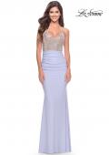 Picture of: Stunning Rhinestone Encrusted Bodice with Jersey Skirt in Light Periwinkle, Style: 31591, Detail Picture 3