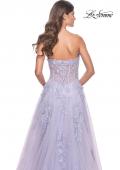 Picture of: Sweetheart Strapless Tulle A-Line Prom Dress with Lace Details in Light Periwinkle, Style: 32145, Detail Picture 3