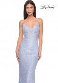 Picture of: Beaded Lace Long Dress with Illusion Bodice in Light Periwinkle, Style: 32434, Detail Picture 3