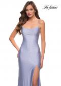 Picture of: Open Strappy Back Jersey Gown with Rhinestones in Light Periwinkle, Style 29899, Detail Picture 4