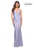 Picture of: Jersey Prom Dress with Rhinestone Detail on Straps in Light Periwinkle, Style: 30446, Detail Picture 4