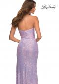 Picture of: Strapless Sequin Gown with Draped Slit in Light Periwinkle, Detail Picture 4