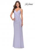 Picture of: Soft Jersey Dress with Knot Waist and Lace Up Back in Light Periwinkle, Style: 31169, Detail Picture 4