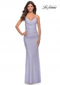 Picture of: Rhinestone Jersey Dress with Sheer Lace Back in Light Periwinkle, Style: 31341, Detail Picture 4