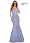 Picture of: Mermaid Beaded Lace Prom Dress with Illusion Sides in Light Periwinkle, Style: 31354, Detail Picture 4