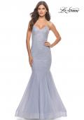 Picture of: Rhinestone Fully Embellished Prom Dress with Sheer Bodice in Neon in Light Periwinkle, Style: 31421, Detail Picture 4