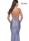Picture of: Beaded Lace Bodice with Sheer Waist Long Jersey Gown in Bright Colors in Light Periwinkle, Style: 31437, Detail Picture 4