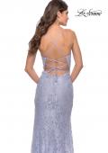 Picture of: Lace Long Dress with Scallop Detail on Skirt Slit in Light Periwinkle, Style: 31510, Detail Picture 4