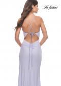 Picture of: Rhinestone Rose Detail Jersey Dress with Draped Neckline in Light Periwinkle, Style: 31574, Detail Picture 4