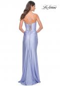 Picture of: Bustier Top Jersey Prom Dress with Intricate Lace Up Back in Light Periwinkle, Style: 32256, Detail Picture 4