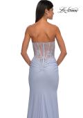 Picture of: Strapless Prom Dress with Illusion Top and Unique Lace Details in Light Periwinkle, Style: 33031, Detail Picture 4