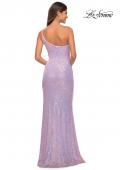 Picture of: Bright Simple One Shoulder Long Sequin Evening Gown in Light Periwinkle, Detail Picture 5