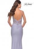 Picture of: Rhinestone Jersey Dress with Sheer Lace Back in Light Periwinkle, Style: 31341, Detail Picture 5