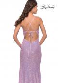 Picture of: Sequin Prom Dress with Ruching and Open Tie Back in Light Periwinkle, Style: 31349, Detail Picture 5