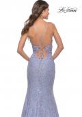 Picture of: Mermaid Beaded Lace Prom Dress with Illusion Sides in Light Periwinkle, Style: 31354, Detail Picture 5