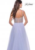 Picture of: Sheer Rhinestone Bodice A-Line Tulle Gown in Light Periwinkle, Style: 31578, Detail Picture 5