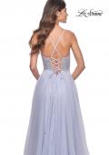 Picture of: Beautiful Rhinestone Beaded Illusion Top Tulle Prom Dress in Light Periwinkle, Style: 32020, Detail Picture 5