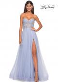 Picture of: Rhinestone Embellished A-line Tulle Gown with Corset Top in Light Periwinkle, Style: 32278, Detail Picture 5