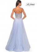 Picture of: Neon A-Line Tulle Prom Dress with Rhinestone Fishnet Bodice in Light Periwinkle, Style: 32445, Detail Picture 5