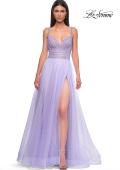 Picture of: Gorgeous Line Rhinestone Top Dress with A-line Tulle Skirt in Light Periwinkle, Style 32714, Detail Picture 5