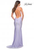 Picture of: Sparkling Pastel Jersey Gown with Open Back in Light Periwinkle, Detail Picture 6