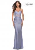 Picture of: Sweetheart Strapless Jersey Gown with Lace Sheer Bodice in Light Periwinkle, Style: 31180, Detail Picture 6