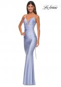 Picture of: Rhinestone Prom Dress with Lace Applique Side Panels in Light Periwinkle, Style: 31301, Detail Picture 6
