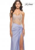 Picture of: Jersey Dress with Knot Detail and Sheer Rhinestone Bodice in Light Periwinkle, Style: 31556, Detail Picture 6