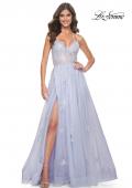 Picture of: A-Line Tulle Gown with Scallop Detail Bodice and Lace Applique in Light Periwinkle, Style: 32028, Detail Picture 6