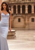 Picture of: Fitted Satin Gown with Jeweled Back Straps in Light Periwinkle, Style: 33798, Detail Picture 6