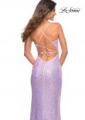 Picture of: Vibrant Wrap Style Sequin Dress with Slit in Light Periwinkle, Detail Picture 7
