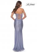 Picture of: Sweetheart Strapless Jersey Gown with Lace Sheer Bodice in Light Periwinkle, Style: 31180, Detail Picture 7