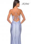 Picture of: Rhinestone Prom Dress with Lace Applique Side Panels in Light Periwinkle, Style: 31301, Detail Picture 7