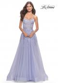 Picture of: Sweetheart Tulle Strapless Gown with Lace Applique in Light Periwinkle, Style: 31363, Detail Picture 7