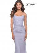 Picture of: Jeweled Modified Scoop Neck Jersey Dress with Open Back in Bright Colors in Light Periwinkle, Style: 31414, Detail Picture 7