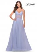 Picture of: Tulle A-line Prom Dress with Corset Sheer Bodice in Light Periwinkle, Style: 31502, Detail Picture 7